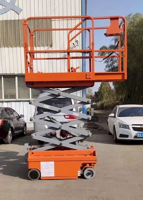 8m ila 14m Yükseklik Kendinden Tahrikli Elektrikli Makaslı Kaldırma 300kg Mobil Hava Çalışma Platformu